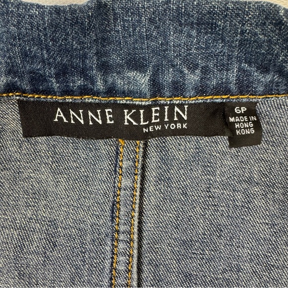 Anne Klein vintage denim tailored denim blazer, Bloomingdale’s y2kSz 6 Petite - Picture 5 of 17
